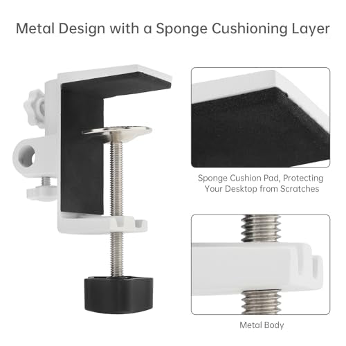 RTNLIT Desk Lamp Clamp, 1/2 inches 4 Hole Metal Table Mounting Clamp, White - color: White