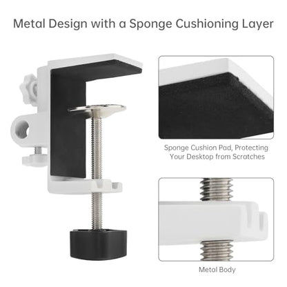 RTNLIT Desk Lamp Clamp, 1/2 inches 4 Hole Metal Table Mounting Clamp, White - color: White