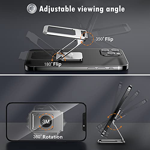 Phone Ring Holder Finger Kickstand 360°Rotation Cellphone Back Grip Foldable Cell Phone Stand for Desk Compatible with iPhone iPad Smartphones Tablets (Aluminum Alloy Silver) - color: Aluminum Alloy Silver
