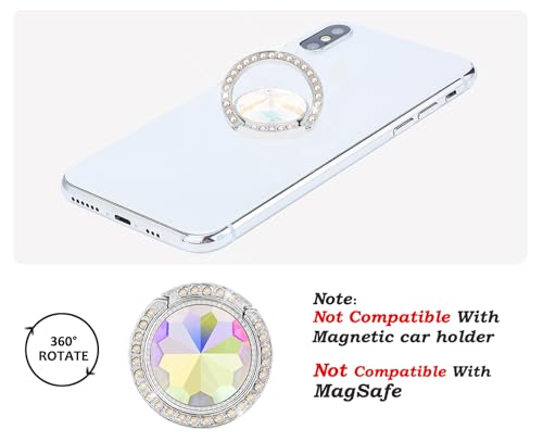 Glitter Bling Bling Phone Ring Holder,Sparkle Phone Ring Grip Artificial Diamond Stand,Rhinestone Cell Finger Ring for Phones,Pad(Silver) - color: Silver
