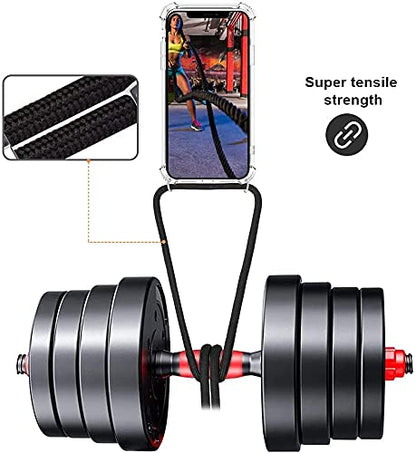 for iPhone 12 Mini Clear Case Adjustable Shoulder Neck Lanyard Crossbody Strap Phone Cover Women Girls Soft Slim Bumper Shockproof Protective Mobile Case for iPhone 12 Mini - Black - size: for iPhone 12 Mini