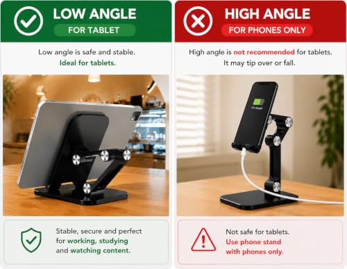 Phone Stand,(3 Cable Organizers for Desk),Set, Adjustable Phone Stand, Tablet Holder, Height & Angle Adjustable, Anti-Slip Base for Smartphones, Compatible with iPhone 17/16/15/14/13 & Android