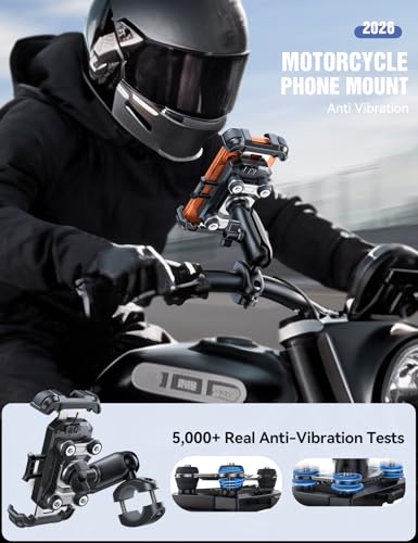 JOYROOM Motorcycle Phone Mount Holder with Dual Vibration Dampener - color: Black