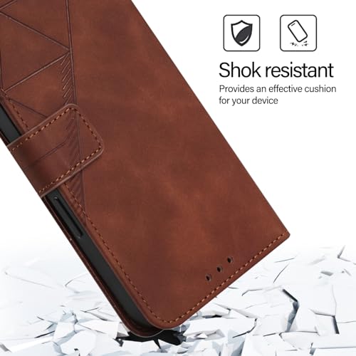 Faux Leather Flip Wallet Case for Motorola Moto G75, YBS Brown | Card Slots Storage, Magnetic Closure, Hands-Free Kickstand, RFID Blocking, Precise Cutouts - color: Brown