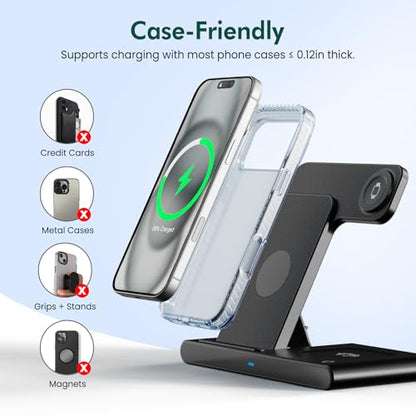 Wireless Charger Fast Charging Station 3 in 1 Charger Stand for Table