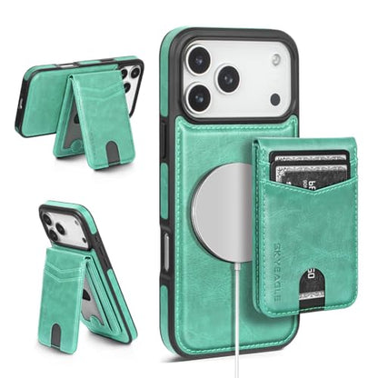 SkyEagle Compatible with MagSafe iPhone 17 Pro Wallet Case,Blue Green - color: Blue Green, size: iPhone 17 Pro - 6.3"