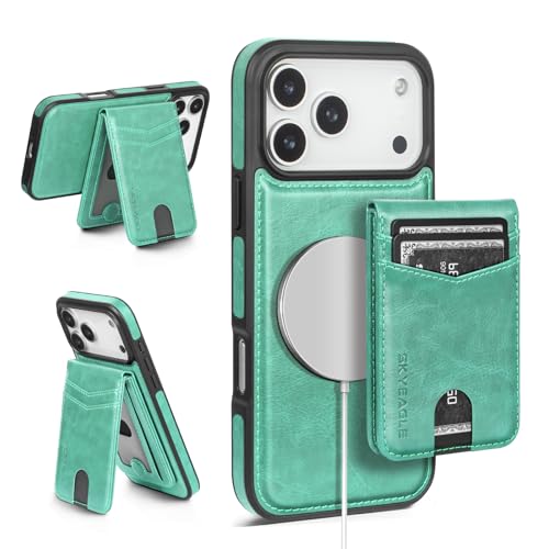 SkyEagle Compatible with MagSafe iPhone 17 Pro Max Wallet Case,Blue Green - color: Blue Green, size: iPhone 17 Pro Max - 6.9"