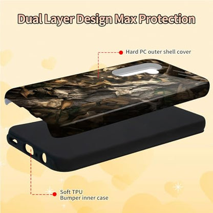 Camouflage Leaf Phone Case for Samsung Galaxy S25, Dual Layer Shockproof Rugged Cover with Soft TPU + Hard PC, Anti-Scratch Slim Fit Wireless Charging Compatible - color: Camouflage Leaf, size: 6.2" Galaxy S25