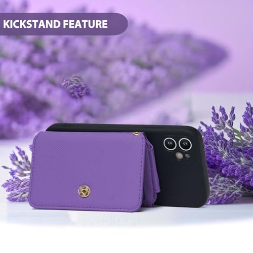 Phone Wallet Stick On, Credit Card Holder for Women Attachable 3M Sticker | Card Holder for Phone case Stick on Attachable Credit Card Holder for Phone (Compatible with Most Smartphones) (Dark Purple) - color: Dark Purple