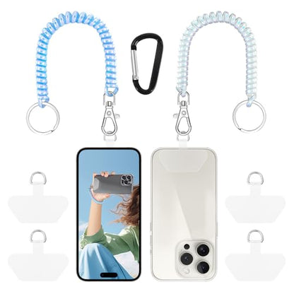 Doormoon Phone Tether Anti Theft, Phone Lanyard With Heavy Duty Carabiner - color: Pearlwhite and Pearlblue - 2 Pack