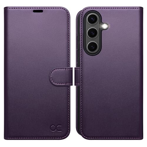 OCASE Compatible with Galaxy S25 Wallet Case, PU Leather Flip Folio Case with Card Holders RFID Blocking Kickstand [Shockproof TPU Inner Shell] Protective Phone Cover 6.2 Inch 2025, Dark Purple - color: Dark Purple, size: Samsung Galaxy S25