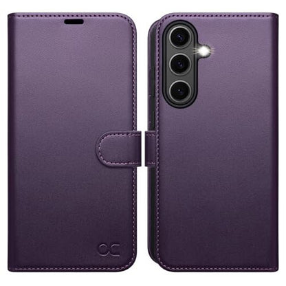 OCASE Compatible with Galaxy S25 Wallet Case, PU Leather Flip Folio Case with Card Holders RFID Blocking Kickstand [Shockproof TPU Inner Shell] Protective Phone Cover 6.2 Inch 2025, Dark Purple - color: Dark Purple, size: Samsung Galaxy S25