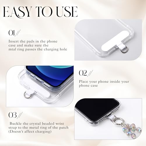 Quelay 4 Pack Beaded Phone Wrist Strap - color: Deep, style: Crystal
