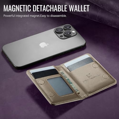 Strapurs Magnetic Card Holder Compatible with MagSafe Phones and Cases, PU Leather Wallet for iPhone 17/16/15/14/13/12/Pro/Max/Plus/Air, 4 Card Slots RFID Blocking with Zipper Pocket - Desert Titanium - color: Desert Titanium