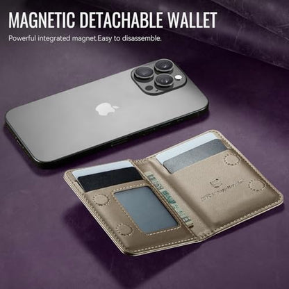 Strapurs Magnetic Card Holder Compatible with MagSafe Phones and Cases, PU Leather Wallet for iPhone 17/16/15/14/13/12/Pro/Max/Plus/Air, 4 Card Slots RFID Blocking with Zipper Pocket - Desert Titanium - color: Desert Titanium