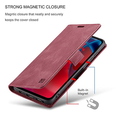 HAII Case for Moto G Stylus 5G 2021,PU Leather Folio Flip Wallet Case with Card Holster Stand Kickstand Magnetic Closure Shockproof Phone Cover for Motorola Moto G Stylus 5G 2021 (Red) - color: Red