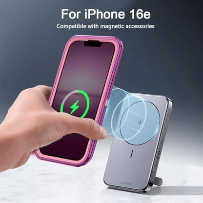 I-HONVA for iPhone 16e Case [Compatible with MagSafe] Shockproof 3-Layer Full Body Protection [Without Screen Protector] Rugged Heavy Duty Cover Case for Apple iPhone 16e 6.1",Purple/Pink - color: Purple/Pink