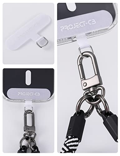 Phone Tether Tab 2 Pack,Universal Phone Lanyard Patch Without Adhesive,Phone Strap Replacement Part for Cell Phone (White&Clear) - color: White&clear