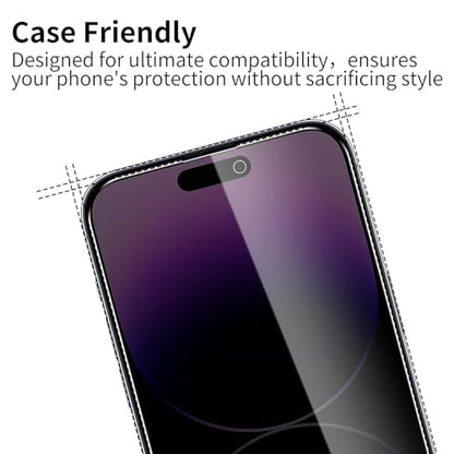 3 Pack Privacy Screen Protector for iPhone 14 Pro with 3 Pack Camera Lens Protector, 9H Hardness Double Shatterproof Anti-Spy Tempered Glass Film, Easy Installation - size: iPhone 14 Pro