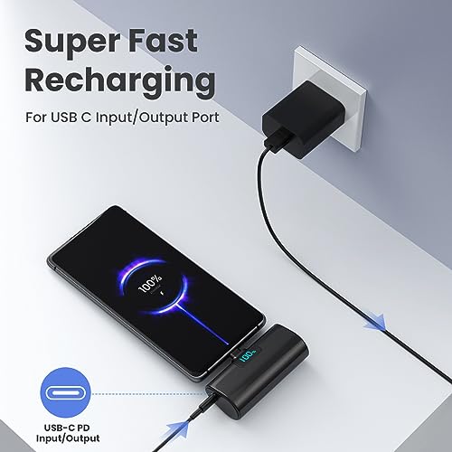 [2-Pack]Portable Charger for iPhone 17/16/15 Series,Upgraded 6000mAh PD USB C Power Bank Built-in USB-C Connector, Battery Pack Compatible with iPhone 17/17 Pro/17 Pro Max/16/15 Series,Galaxy,Android - color: A-Black+White