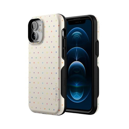 Casely iPhone 12 Mini Case | On the Dot | Rainbow Polka Dot | Bold Protective Design | Compatible with MagSafe - color: On the Dot | Rainbow Polka Dot, size: Iphone 12 Mini