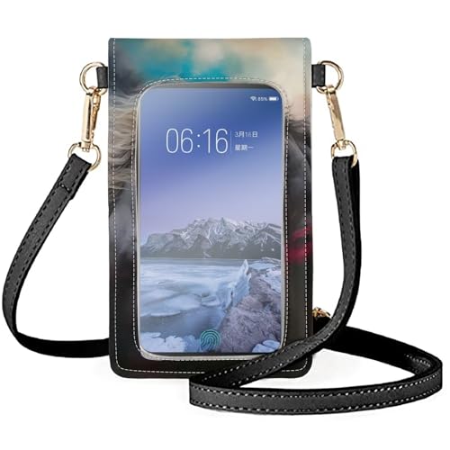 WELLFLYHOM Mini Touchscreen Crossbody Phone Bags for Women with Card Slots Shoulder Bag Purse Leather - color: 1 Wild Horse