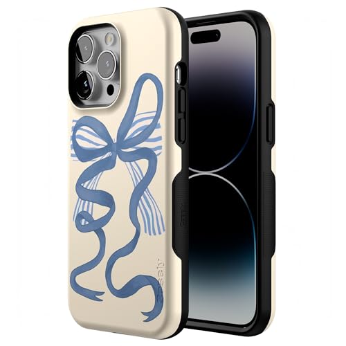 Casely iPhone 14 Pro Max Case | Heartstrings | Blue Bow | Bold Protective Design | Compatible with MagSafe - color: Heartstrings | Blue Bow