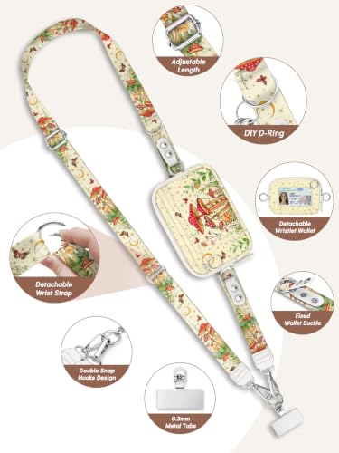 Clip and Go Strap for Phone with Wallet Crossbody Lanyard Mushroom - color: Mushroom