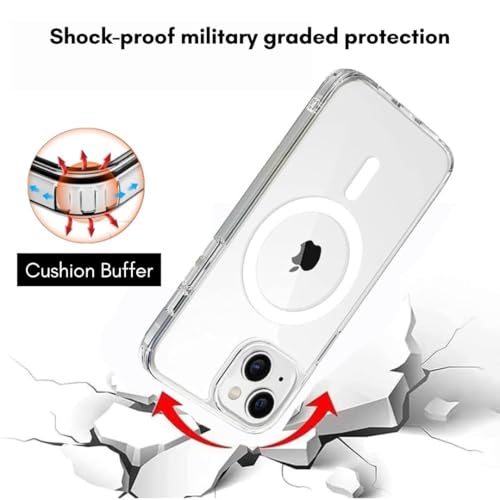 I&H for iPhone 15 6.1 inch Case Crystal Clear Non-Yellowing, Shockproof, Anti-Scratch, Transparent Hard Back Cover with Soft Bumper - size: For iPhone 15