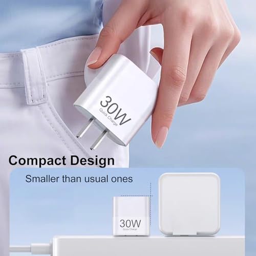 30W USB C Charger Block, GaN Fast Charger with USB-C & USB-A Dual Port, PD PPS QC 3.0 Wall Charger Adapter for iPhone 17/16/15/14, Samsung Galaxy, iPad, Pixel, Black