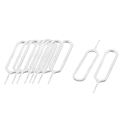 Ruilogod Metal Cell Phone SIM Card Tray Remover Key Tool Eject pin 10pcs Silver Tone