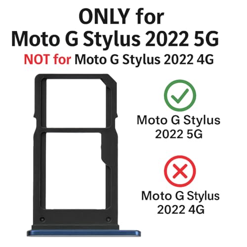 Replacement Single Sim Card Tray SD Slot Holder for Motorola Moto G Stylus (5G) 2022 XT2215 - Steel Blue - color: Blue