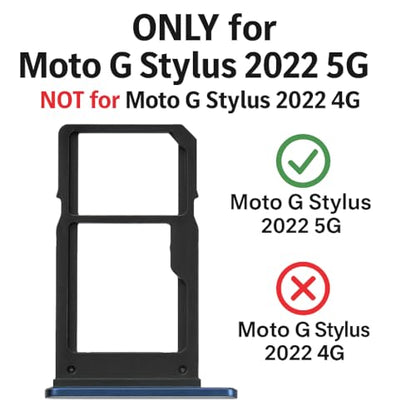 Replacement Single Sim Card Tray SD Slot Holder for Motorola Moto G Stylus (5G) 2022 XT2215 - Steel Blue - color: Blue