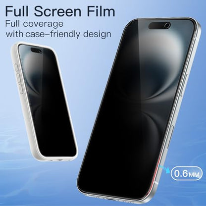 JETech Privacy Screen Protector for iPhone 16, 2-Pack - size: iPhone 16
