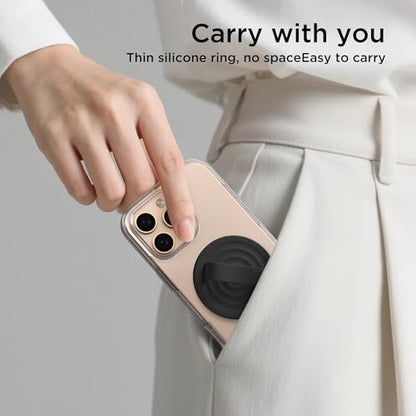 Magnetic Phone Grip for MagSafe, Silicone Ring Grip, Black - color: Black