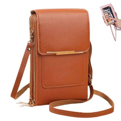 Touchscreen Phone Crossbody Bag, Multi-Card Slots & Coin Pouch, Small Crossbody Wallet for Women Travel Daily Use - color: Brown