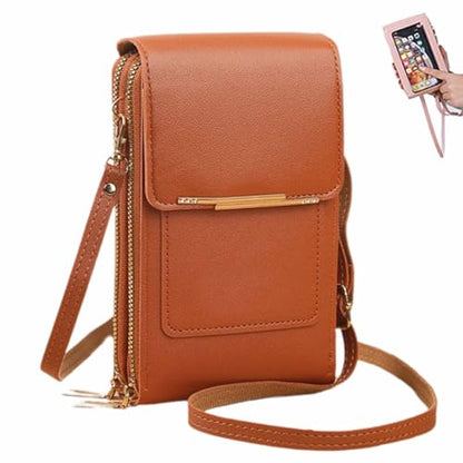 Touchscreen Phone Crossbody Bag, Multi-Card Slots & Coin Pouch, Small Crossbody Wallet for Women Travel Daily Use - color: Brown