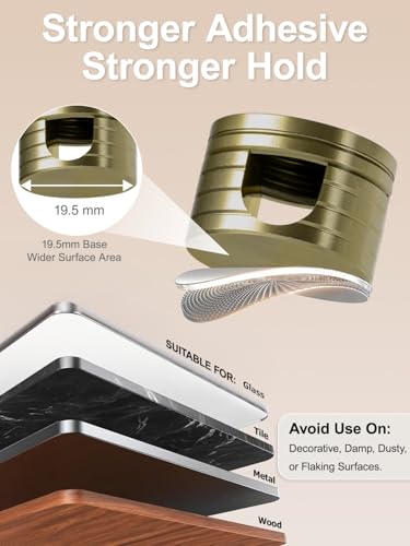 Strong Adhesive Cord Holder for Nightstand with Wider Base, 3 Pack