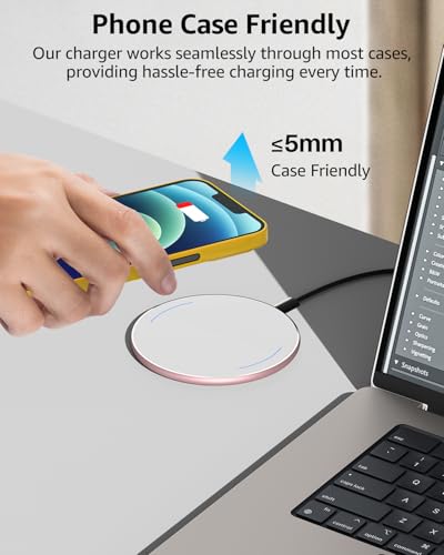 TOZO W1 Max 15W Fast Wireless Charging, Anti-Slip, Sleep-Friendly - color: Pink