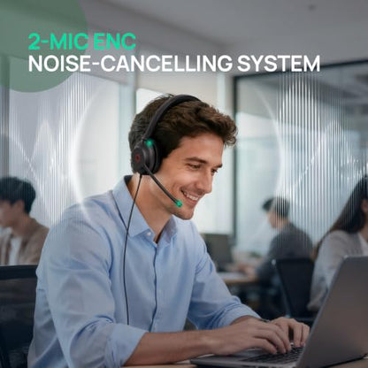 Yealink UH35 Wired Headset,USB-A,AI Noise Canceling Mic,Call Control,On-Ear - color: USB-A (Teams), size: Dual-Ear