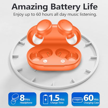 MOZOTER Mini Wireless Earbuds Bluetooth 5.3 in Ear Headphones Headsets - color: Orange
