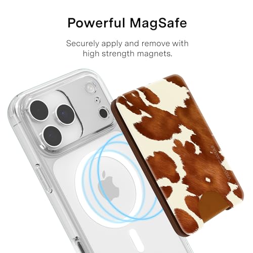 VELVET CAVIAR compatible with MagSafe Wallet 2.0 | Magnetic Card Holder Wallet for iPhone 17/16/15/14/13/12 or Phone Cases compatible with MagSafe | Cocoa Cow - color: Cocoa Cow