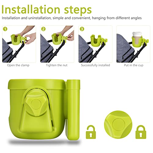 Suranew Cup Holder with Phone for Walker Wheelchair Stroller Black - color: Green
