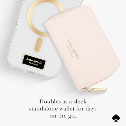 kate spade new york Devin Zip Magnetic Card Holder/Wallet - Chalk Pink | Stylish Phone Wallet - Compatible w/MagSafe Phones & Cases -Detachable MagSafe Wallet for iPhone 17 Pro Max/16/15/14/Pixel 10 - color: Devin - Chalk Pink
