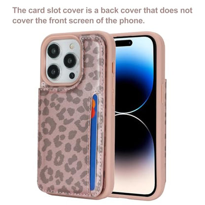 iCoverCase Compatible with iPhone 14 Pro Case with Card Holder, Wallet Case for Women Men RFID Blocking PU Leather Protective Phone Case 6.1 Inch (Rose Gold Leopard) - color: Rose Gold Leopard