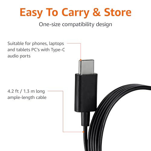 Amazon Basics Wired Earbuds with Microphone, in-Ear Headphones, USB-C, 4.2 ft Cable, S/M/L Ear Tips, Black - size: 1 Pack, style: USB-C
