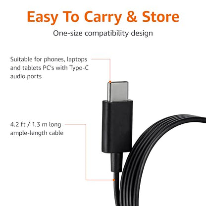Amazon Basics Wired Earbuds with Microphone, in-Ear Headphones, USB-C, 4.2 ft Cable, S/M/L Ear Tips, Black - size: 1 Pack, style: USB-C