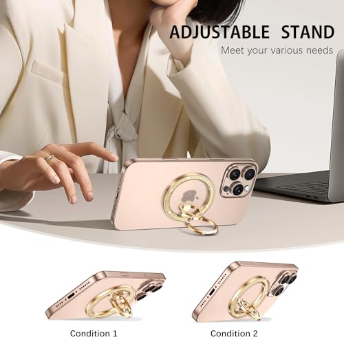 (Flexible Rotation) GUAGUA Magnetic Phone Ring for MagSafe Grip [Super Magnet] Stylish Ring Holder Stand, Mag Safe Accessories for iPhone 17 16 15 14 Pro Max Plus Air, Gold - color: Gold