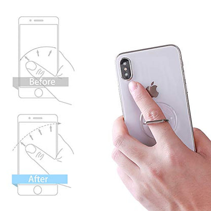 Cell Phone Ring Holder Stand Transparent Finger Grip Loop 360 Degree Rotation Finger Ring Stand (2 Rose Gold 2 Black (Round)) - color: 2 Rose Gold 2 Black (Round)