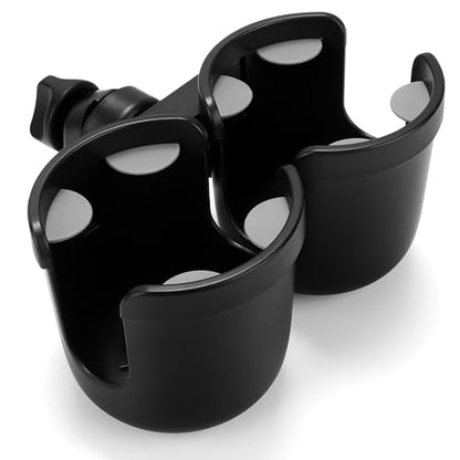Accmor Stroller Cup Holder, Drinks Holder Bike Walker Wheelchair - color: All Black-Double Holder
